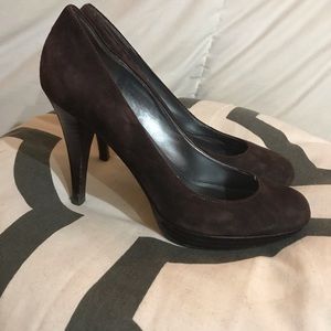 Brown suede heels